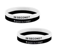 Gabrella 4 Pcs GOD IS FIRST IM SECOND Bracelet, Inspirational Bible Verses Bracelet, Cross Silicone Motivational Wristbands Bracelet For Women Men Gifts