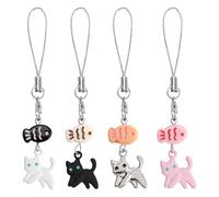 Gabrella 4 Pcs Mini Cat Phone Charm, Cute Kawaii Cat Fish Phone Bag Charm Accessories, Hanging Pendant Ornaments Decor for Friends Couples Phones Keychain Backpack Handbag Wallet