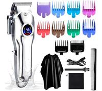 Gabrella Men’s Barber Clippers Waterproof Cordless Hair Clipper & Shaver, Rechargeable Trimmer, Male Grooming Set, Colorful Guide Combs