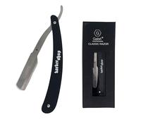 Gabri Folding Cut Throat Razor Authentic - Premium Barber Straight Razor for Men's Shaving - Single Blade Razor (Classic (Black))
