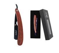 Gabri Folding Cut Throat Razor Authentic - Premium Barber Straight Razor for Men's Shaving - Single Blade Razor (Wood (Cherry))
