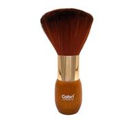Gabri Neck Duster Brush - Extra Soft Fade Brush for Men's Grooming - Professional Neck Brush for Barbers and Stylists, Cleaning Hairbrush Salon Hairdressing (Gold Metal Round Lux Wood Handle 16cm)