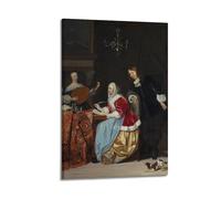 Gabriel Metsu Great Works of Art A Young Woman Composing Music Poster Canvas Wall Art Decorative Bedroom Modern Home Print Picture 08x12inch(20x30cm)