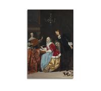 Gabriel Metsu Great Works of Art A Young Woman Composing Music Poster Wall Art Canvas Prints Hanging Picture Home Decors Idea 08x12inch(20x30cm)
