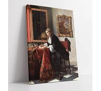 Gabriel Metsu Man Writing a Letter Canvas Wall Art Print Picture - 16 inch wide x 24 inch high (Frame Depth 30mm)