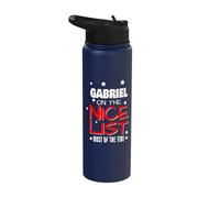 Gabriel On The Nice List Funny Christmas Gabriel Name Stainless Steel Insulated Water Bottle