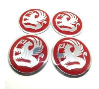 Gabriel Vauxhall Black Chrome 3D Emblem Wheel HUB Center Cap Stickers Badge Wheel Trim 56.5 MM Dome Set of 4 (red)