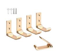 Gabriera 5-Pack Folding Aluminum Alloy Wall Mounted Coat Clothes Hook Single Foldable Wall Hanger for Bathroom Kitchen Bedroom (Gold)