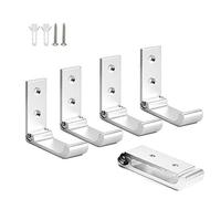 Gabriera 5-Pack Folding Aluminum Alloy Wall Mounted Coat Clothes Hook Single Foldable Wall Hanger for Bathroom Kitchen Bedroom (Sliver)