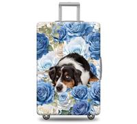 GABSHAIM Airedale Terrier Dog Luggage Cover Blue Rose Suitcase Protector Washable Elastic Baggage Cover, Multi-Australian Shepherd 1, XL ( Fit 29-32" Luggage )