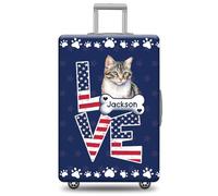 GABSHAIM Custom Cat Luggage Cover Suitcase Protector Abyssinian with American Flag LOVE Design Washable Travel Suitcase Cover Luggage, Multi-American Wirehair Longhair, 18-32 Inch