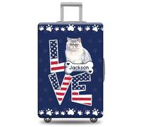 GABSHAIM Custom Cat Luggage Cover Suitcase Protector Bengal Glitter with American Flag LOVE Design Washable Travel Suitcase Cover Luggage, Multi-British Shorthair Persian, 18-32 Inch