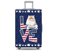 GABSHAIM Custom Cat Luggage Cover Suitcase Protector Bengal Glitter with American Flag LOVE Design Washable Travel Suitcase Cover Luggage, Multi-British Longhair Persian, 18-32 Inch