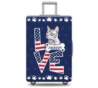GABSHAIM Custom Cat Luggage Cover Suitcase Protector Chocolate Point Himalayan with American Flag LOVE Design Washable Travel Suitcase Cover Luggage, Multi-Egyptian Mau, 18-32 Inch