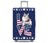 GABSHAIM Custom Cat Luggage Cover Suitcase Protector Chocolate Point Himalayan with American Flag LOVE Design Washable Travel Suitcase Cover Luggage, Multi-Cymric, 18-32 Inch