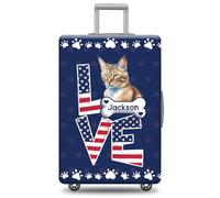 GABSHAIM Custom Cat Luggage Cover Suitcase Protector Persian with American Flag LOVE Design Washable Travel Suitcase Cover Luggage, Multi-Serengeti, 18-32 Inch