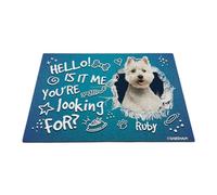 GABSHAIM Custom Dog Doormat Hello is It Me You're Looking for West Highland White Terrier Westie Bone Paws Floor Mat Front Door Entryway Decorative Rug 17.7 x 27.5 Inch