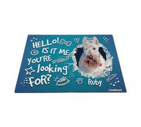 GABSHAIM Custom Dog Doormat Hello is It Me You're Looking for White Wheaten Scottish Terrier Bone Paws Floor Mat Front Door Entryway Decorative Rug 17.7 x 27.5 Inch