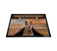 GABSHAIM Custom Dog Doormat When Visiting Max's House Please Remember Floor Mats Australian Cattle Dog with Humorous Slogans Non-Slip Rubber Indoor Outdoor Decorative Mats 27.5 x 17.7 Inch S-2