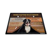 GABSHAIM Custom Dog Doormat When Visiting Max's House Please Remember Floor Mats Bernese Mountain with Humorous Slogans Non-Slip Rubber Indoor Outdoor Decorative Mats 27.5 x 17.7 Inch S-2