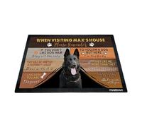 GABSHAIM Custom Dog Doormat When Visiting Max's House Please Remember Floor Mats Black German Shepherd with Humorous Slogans Non-Slip Rubber Indoor Outdoor Decorative Mats 23.6 x 15.7 Inch S-2