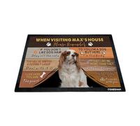 GABSHAIM Custom Dog Doormat When Visiting Max's House Please Remember Floor Mats Cavalier King Charles Spaniel with Humorous Slogans Non-Slip Rubber Decorative Mats 23.6 x 15.7 Inch S-4