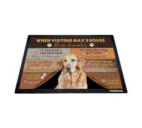 GABSHAIM Custom Dog Doormat When Visiting Max's House Please Remember Floor Mats Chesapeake Bay Retriever with Humorous Slogans Non-Slip Rubber Indoor Outdoor Decorative Mats 27.5 x 17.7 Inch