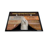 GABSHAIM Custom Dog Doormat When Visiting Max's House Please Remember Floor Mats Havanese with Humorous Slogans Non-Slip Rubber Indoor Outdoor Decorative Mats 23.6 x 15.7 Inch S-1