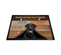 GABSHAIM Custom Dog Doormat When Visiting Max's House Please Remember Floor Mats Labrador with Humorous Slogans Non-Slip Rubber Indoor Outdoor Decorative Mats 35.4 x 23.6 Inch S-5