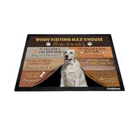 GABSHAIM Custom Dog Doormat When Visiting Max's House Please Remember Floor Mats Labrador with Humorous Slogans Non-Slip Rubber Indoor Outdoor Decorative Mats 27.5 x 17.7 Inch S-6