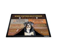 GABSHAIM Custom Dog Doormat When Visiting Max's House Please Remember Floor Mats Mountain Dog with Humorous Slogans Non-Slip Rubber Indoor Outdoor Decorative Mats 27.5 x 17.7 Inch S-3