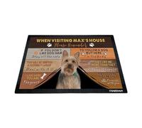 GABSHAIM Custom Dog Doormat When Visiting Max's House Please Remember Floor Mats Yorkie with Humorous Slogans Non-Slip Rubber Indoor Outdoor Decorative Mats 27.5 x 17.7 Inch S-2