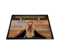 GABSHAIM Custom Dog Doormat When Visiting Max's House Please Remember Floor Mats Yorkshire Terrier Yorkie with Humorous Slogans Non-Slip Rubber Indoor Outdoor Decorative Mats 23.6 x 15.7 Inch S-3