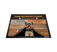 GABSHAIM Custom Dog Doormat When Visiting Max's House Please Remember Floor Mats Yorkshire Terrier Yorkie with Humorous Slogans Non-Slip Rubber Indoor Outdoor Decorative Mats 35.4 x 23.6 Inch S-1