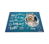 GABSHAIM Custom Dog Doormat Yorkshire Terrier Bone Paws Floor Mat Hello is It Me You're Looking for Front Door Entryway Decorative Rug 15.7 x 23.6 Inch
