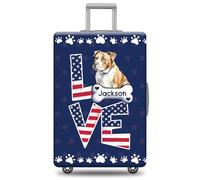 GABSHAIM Custom Dog Luggage Cover Suitcase Protector Airedale Terrier with American Flag LOVE Design Washable Travel Suitcase Cover Luggage, Multi-American Staffordshire Terrier, 18-32 Inch