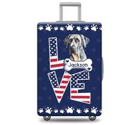 GABSHAIM Custom Dog Luggage Cover Suitcase Protector Dachshund with American Flag LOVE Design Washable Travel Suitcase Cover Luggage Style 2, Multi-Great Dane, 18-32 Inch