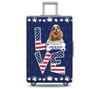 GABSHAIM Custom Dog Luggage Cover Suitcase Protector Dark Chocolate Havanese with American Flag LOVE Design Washable Travel Baggage Cover Luggage, Multi-American Cocker Spaniel, 18-32 Inch