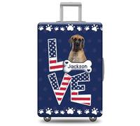 GABSHAIM Custom Dog Luggage Cover Suitcase Protector English Springer Spaniel with American Flag LOVE Design Machine Washable Travel Suitcase Cover, Multi-Great Dane, 18-32 Inch