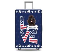GABSHAIM Custom Dog Luggage Cover Suitcase Protector Great Dane with American Flag LOVE Design Washable Travel Baggage Cover Luggage Style 1, Multi-Poodle, 18-32 Inch