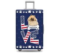 GABSHAIM Custom Dog Luggage Cover Suitcase Protector Great Dane with American Flag LOVE Design Washable Travel Baggage Cover Luggage Style 1, Multi-Pomeranian 2, 18-32 Inch