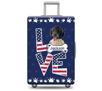 GABSHAIM Custom Dog Luggage Cover Suitcase Protector Great Dane with American Flag LOVE Design Washable Travel Baggage Cover Luggage Style 1, Multi-Portuguese Water, 18-32 Inch