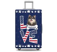 GABSHAIM Custom Dog Luggage Cover Suitcase Protector Great Dane with American Flag LOVE Design Washable Travel Baggage Cover Luggage Style 1, Multi-Pomeranian 1, 18-32 Inch