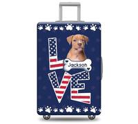 GABSHAIM Custom Dog Luggage Cover Suitcase Protector Great Dane with American Flag LOVE Design Washable Travel Baggage Cover Luggage Style 1, Multi-Puppy American Staffordshire Terrier 1, 18-32 Inch