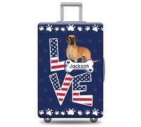 GABSHAIM Custom Dog Luggage Cover Suitcase Protector Great Dane with American Flag LOVE Design Washable Travel Baggage Cover Luggage Style 1, Multi-Great Dane 2, 18-32 Inch