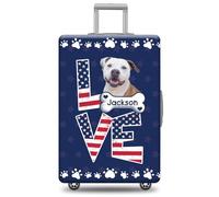 GABSHAIM Custom Dog Luggage Cover Suitcase Protector Havanese with American Flag LOVE Design Machine Washable Travel Suitcase Cover Style 2, Multi-Pitbull 3, 18-32 Inch