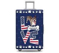 GABSHAIM Custom Dog Luggage Cover Suitcase Protector Havanese with American Flag LOVE Design Machine Washable Travel Suitcase Cover Style 2, Multi-Pitbull 1, 18-32 Inch