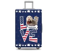 GABSHAIM Custom Dog Luggage Cover Suitcase Protector Pitbull with American Flag LOVE Design Machine Washable Travel Suitcase Cover Style 5, Multi-Portuguese Water Dog 1, 18-32 Inch
