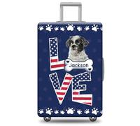 GABSHAIM Custom Dog Luggage Cover Suitcase Protector Puppy American Staffordshire Terrier with American Flag LOVE Design Washable Travel Baggage Cover Luggage Style 2, Multi-Shih Tzu 2, 18-32 Inch