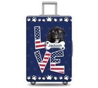 GABSHAIM Custom Dog Luggage Cover Suitcase Protector Puppy American Staffordshire Terrier with American Flag LOVE Design Washable Travel Baggage Cover Luggage Style 2, Multi-Scared French Bulldog